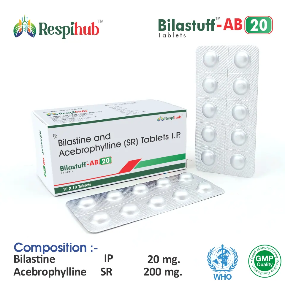 Bilastine 20mg + Acebrophylline 200mg Tablet PCD Pharma Franchise